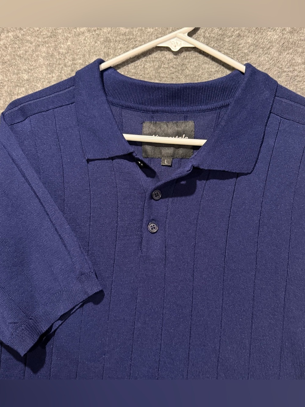 Aeropostale Knit Polo Shirt Mens L Blue Super Soft Textured Striped Navy NWT